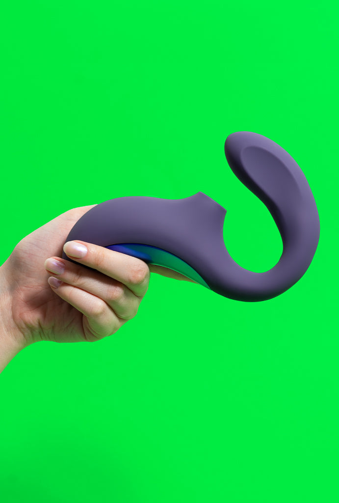 Sugador de Clitoris com vibrador ponto G foto nas mãos, pantynova | Sex Shop Produtos Eróticos Online